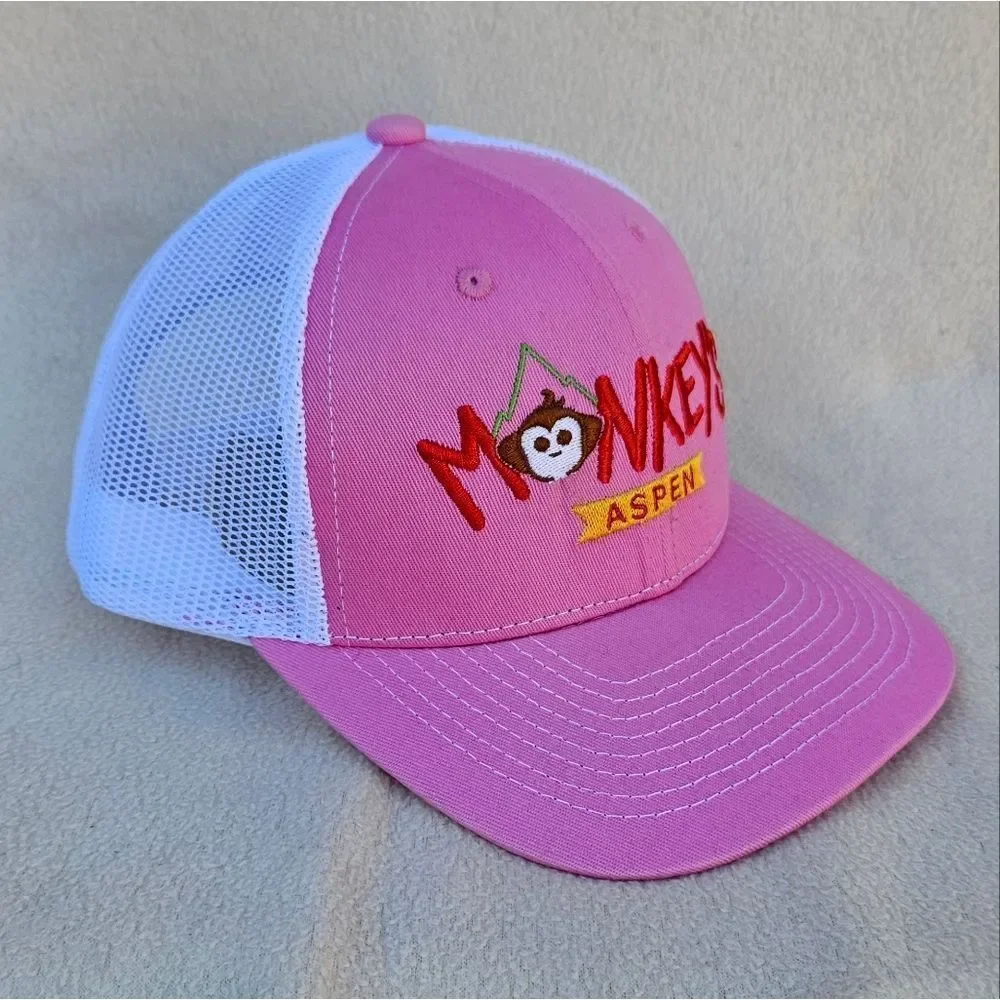 Monkey's Aspen Pink and White Adult Trucker Hat
